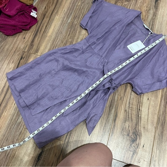 NWT & Other Stories Linen Wrap Mini Dress Lilac - Picture 8 of 12